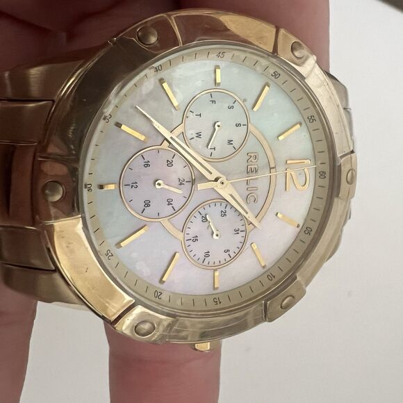 NEW Relic by Fossil Men's Watch ZR15718 Gold Tone Pearlescent Face No Battery - Picture 15 of 15